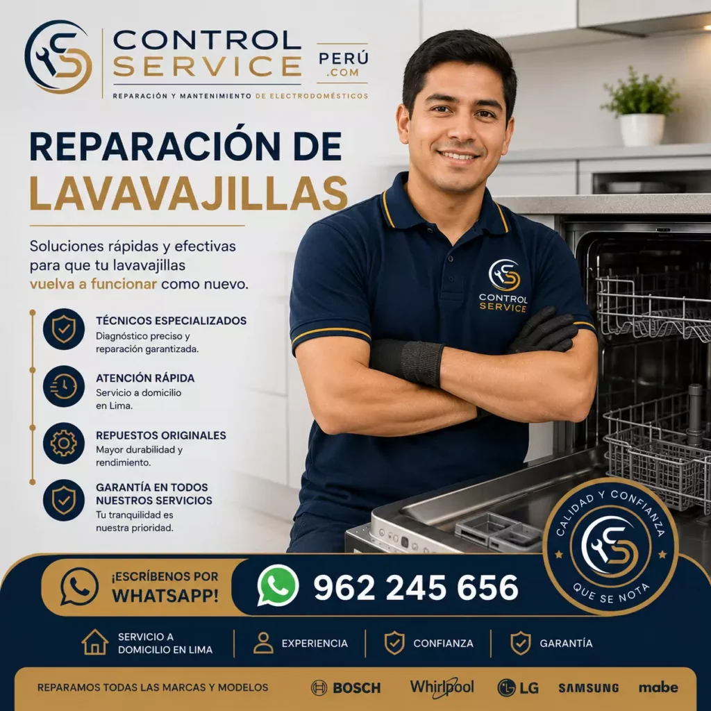 Técnico especializado en reparación de lavavajillas en Lima | Control Service Perú