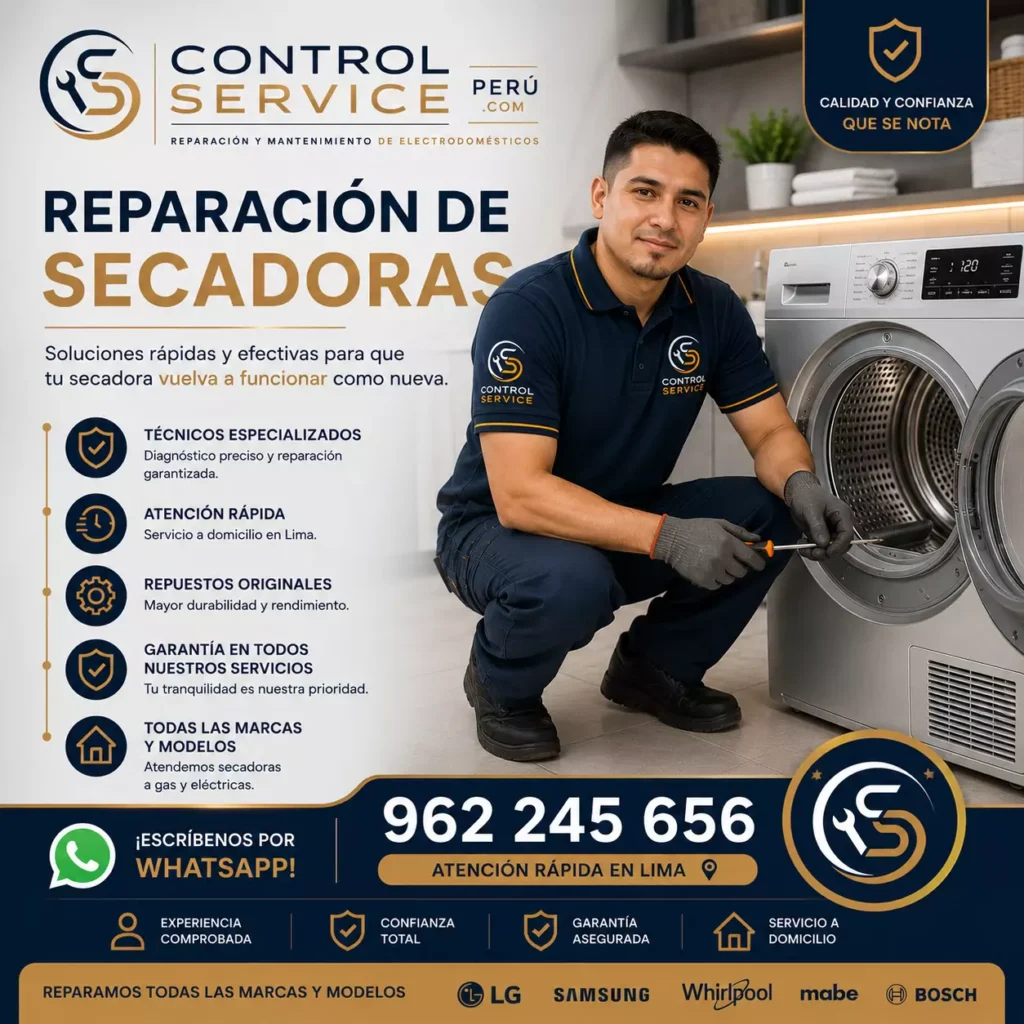 Reparación profesional de secadoras eléctricas y a gas en Lima