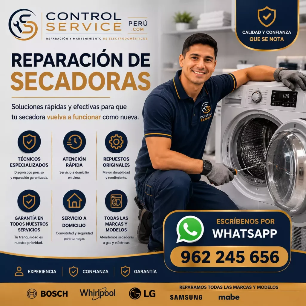 Servicio técnico de secadoras con repuestos originales y técnicos especializados