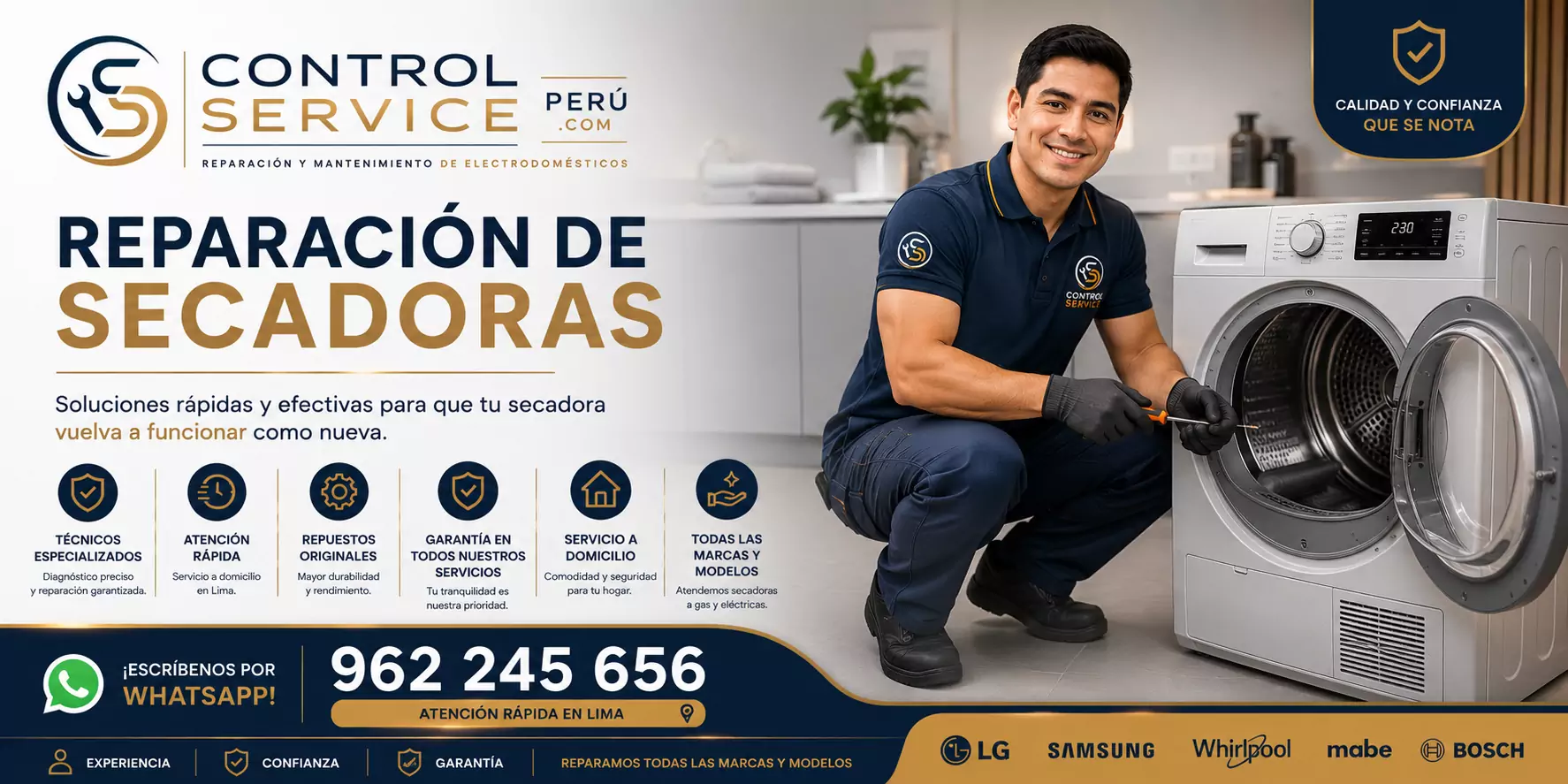 Servicio técnico especializado en reparación de secadoras con garantía en Lima
