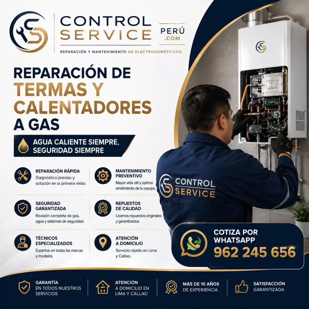 reparación de termas y calentadores a gas de Control Service Perú