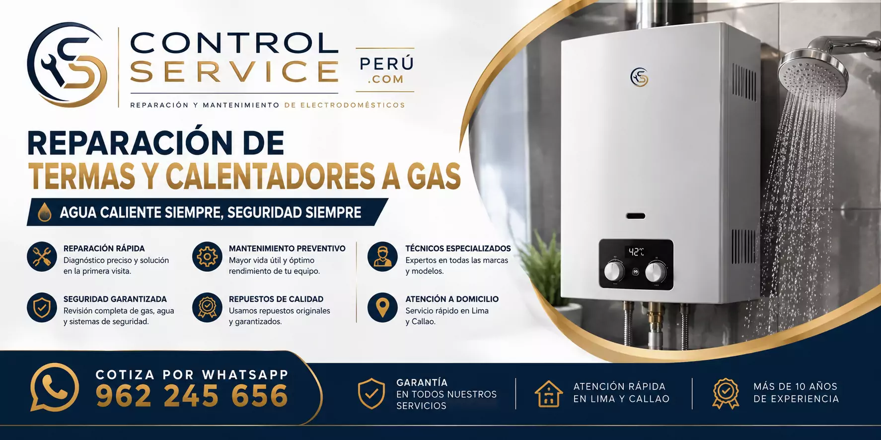 Control Service Perú para reparación de termas y calentadores a gas