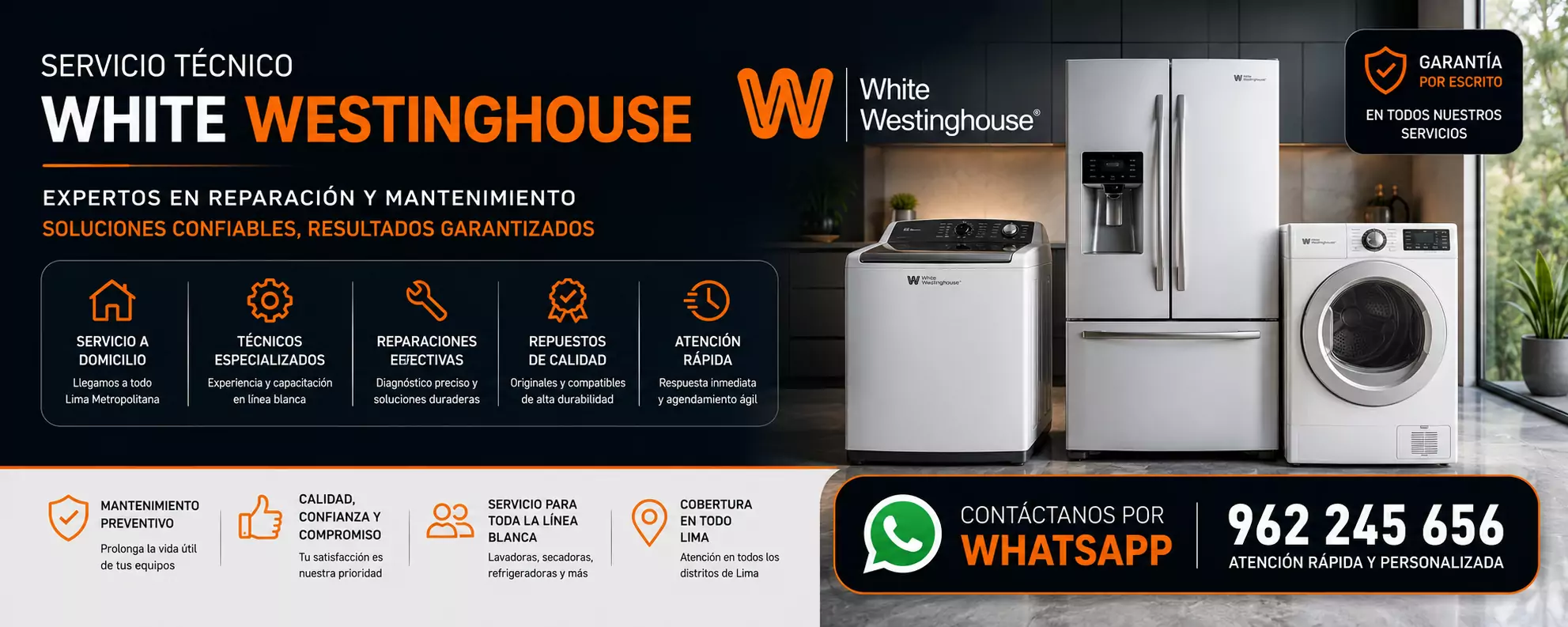 Servicio técnico premium White Westinghouse en Lima Metropolitana