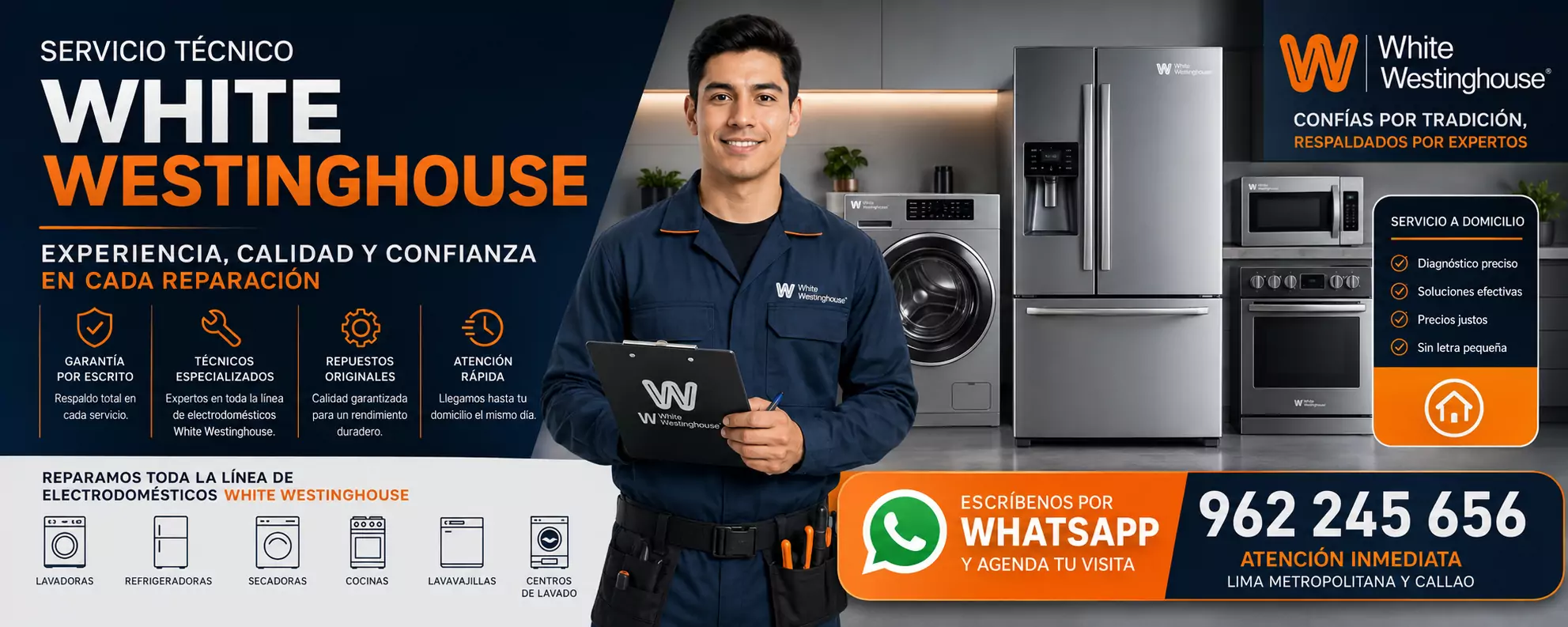 Reparación de electrodomésticos White Westinghouse con repuestos de calidad