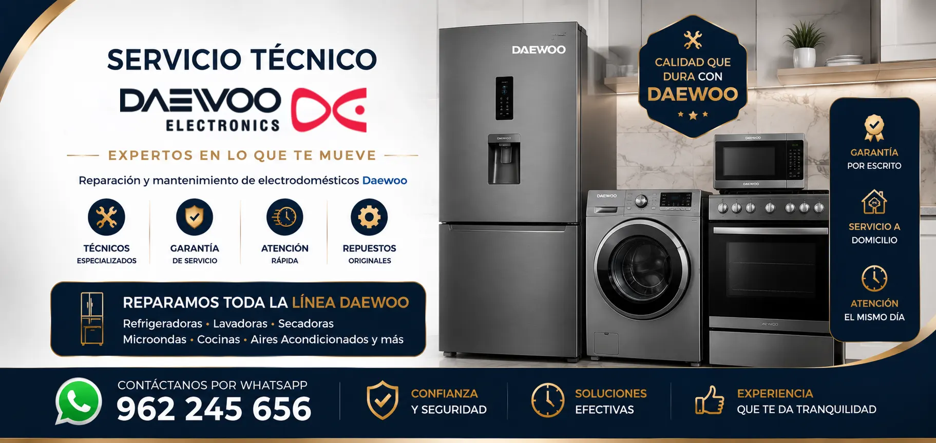 Servicio técnico especializado Daewoo con garantía total