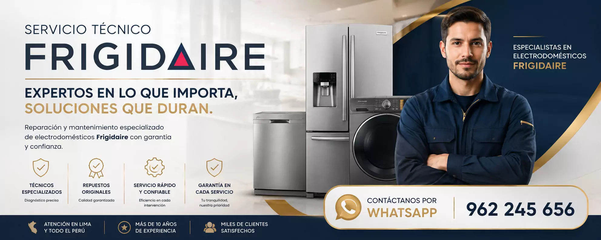 Atención técnica Frigidaire a domicilio en Lima con especialistas en línea blanca.