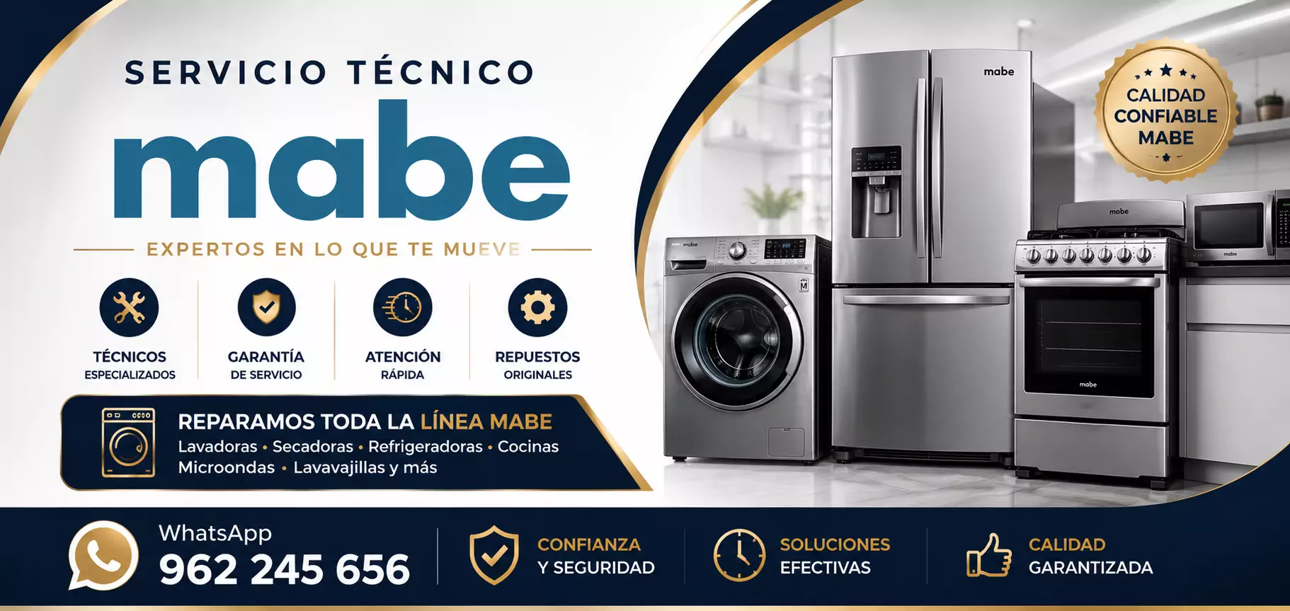Servicio técnico Mabe a domicilio con reparación de línea blanca y garantía.