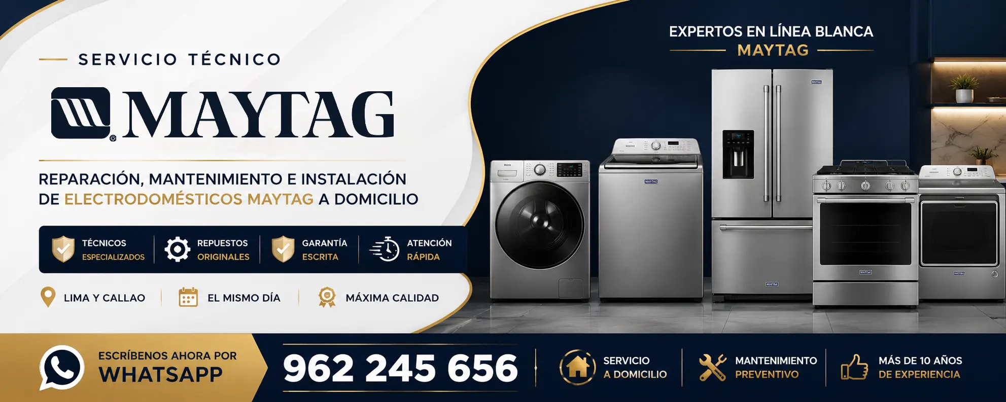 Servicio técnico Maytag especializado con reparación de electrodomésticos premium