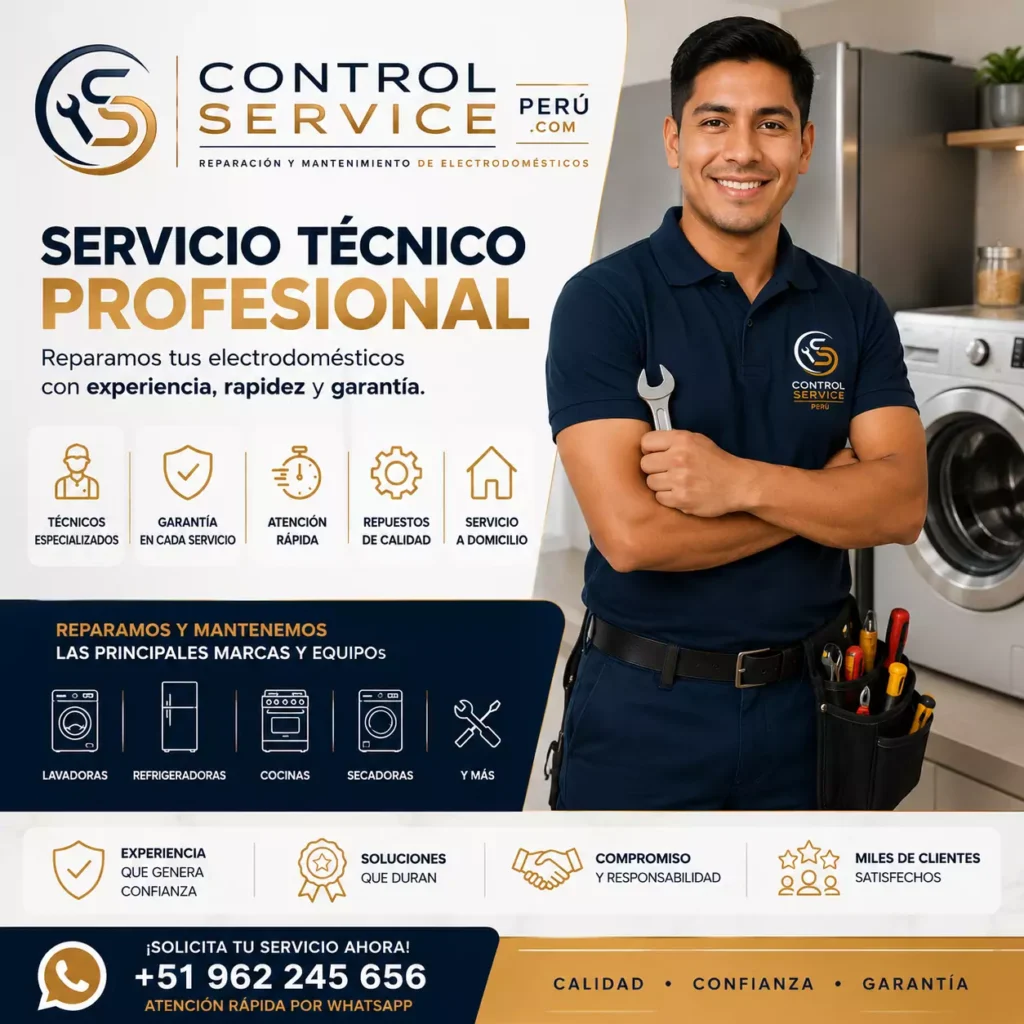 Servicio técnico a domicilio para lavadoras, cocinas, secadoras y refrigeradoras