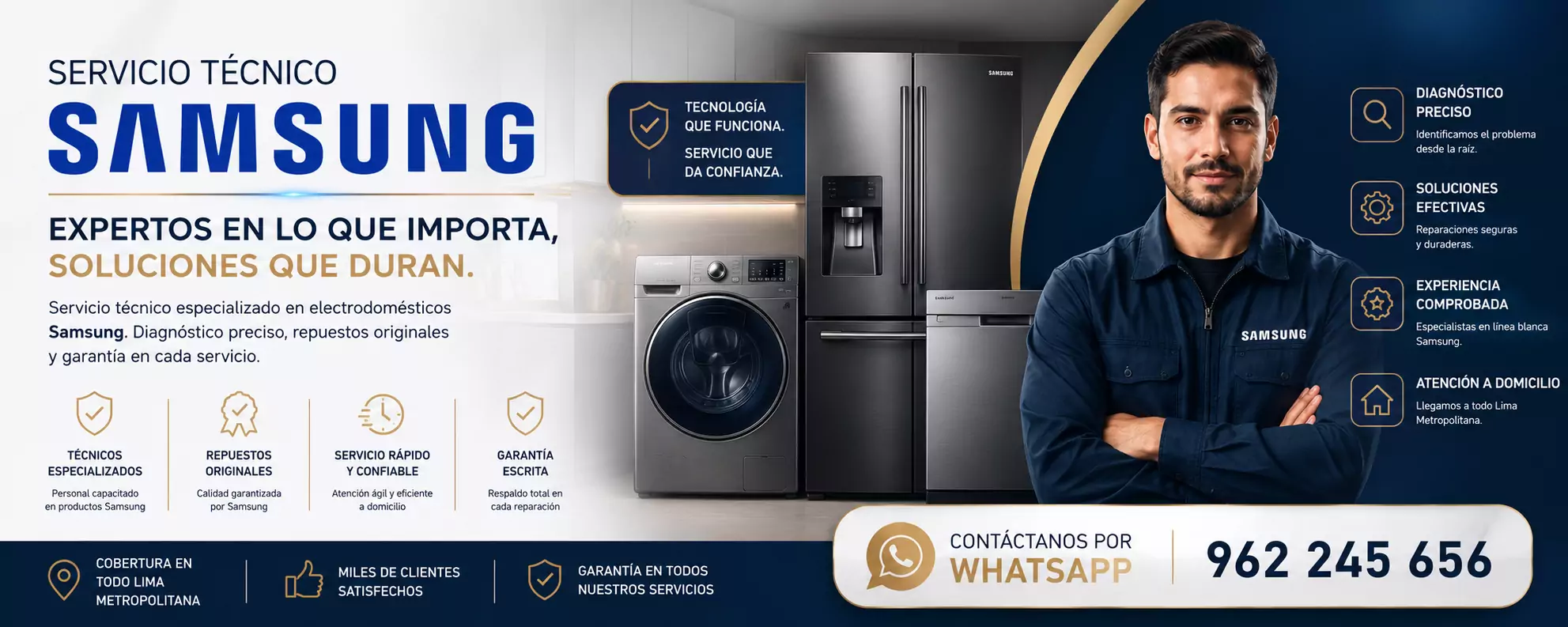 Servicio técnico para electrodomésticos Samsung con atención rápida en Lima