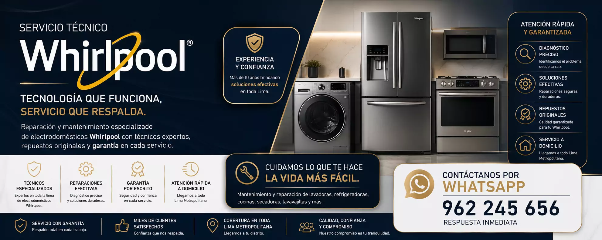 Servicio técnico Whirlpool con atención rápida y soporte especializado