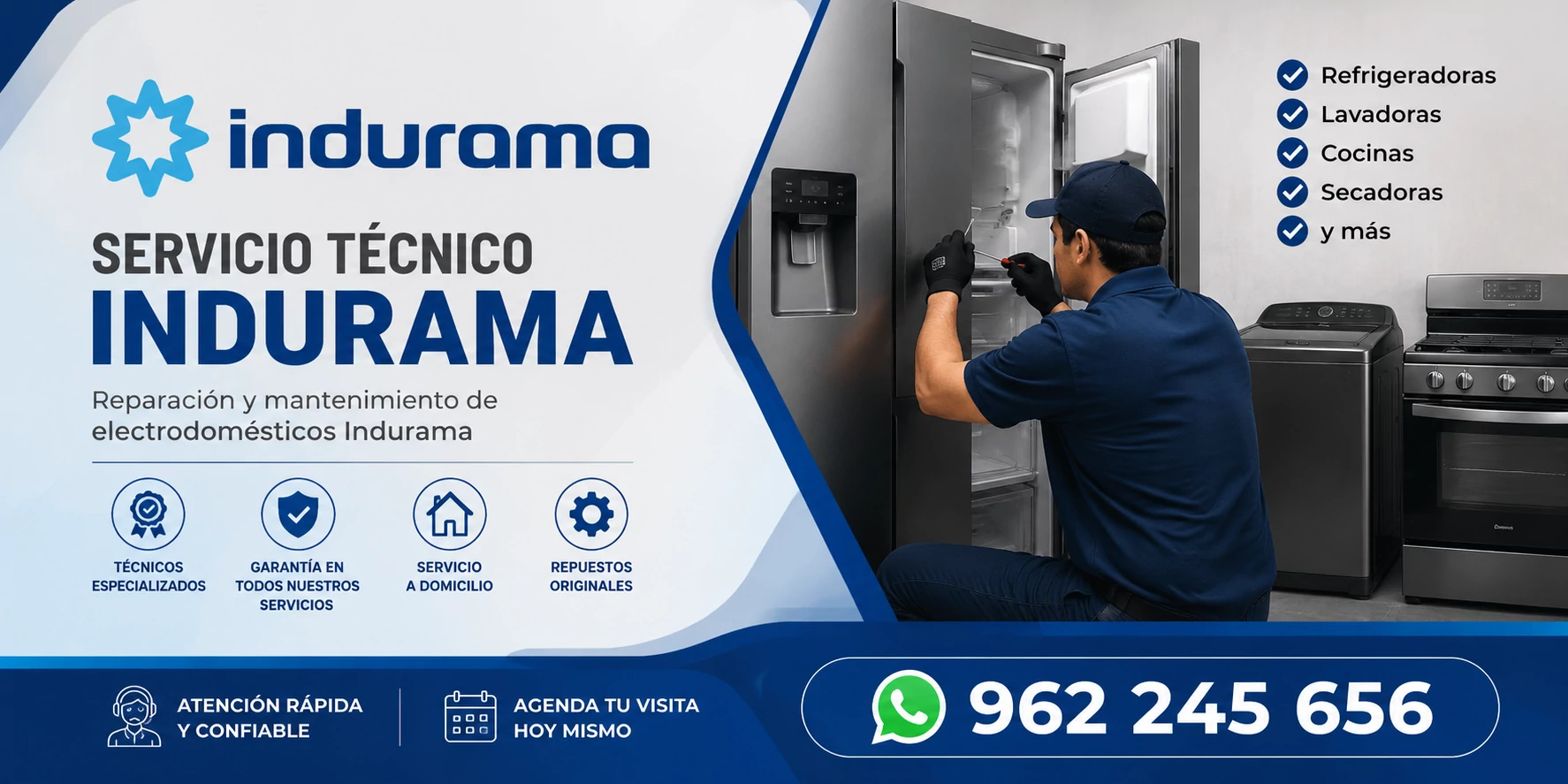 Técnico especializado en reparación de electrodomésticos Indurama