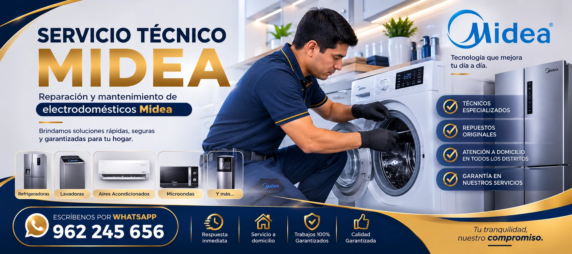 Técnico especializado en reparación de electrodomésticos Midea en Lima