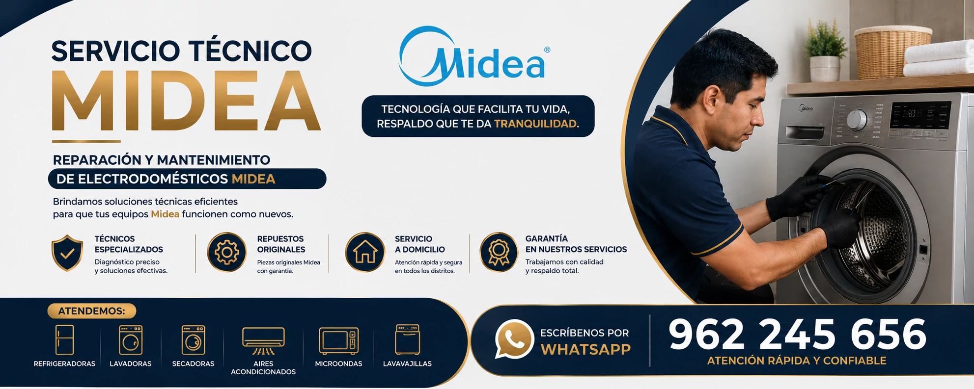 Especialista en reparación de electrodomésticos Midea